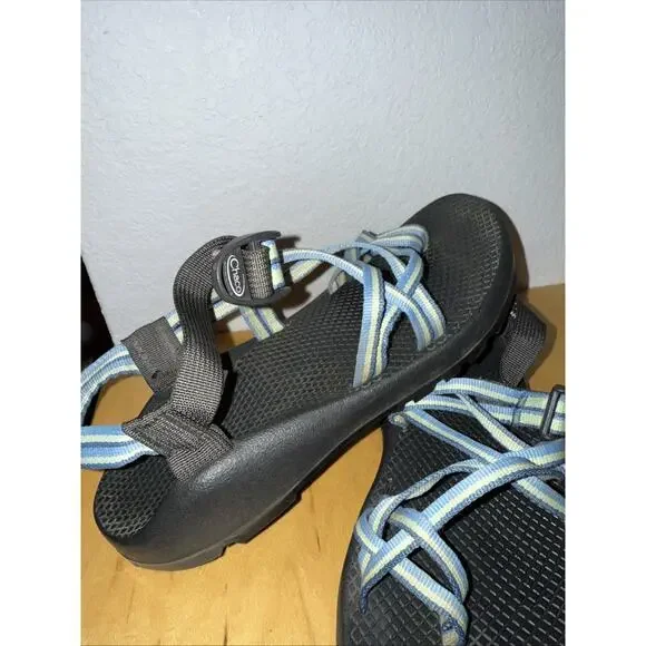 Chaco Sandals Blue/Wht Sz 9 Non Marking ZX Classic Vibram Soles Beach Summer - Picture 4 of 10